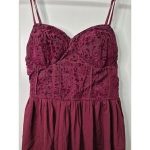 B.O.G Collective Burgundy Velvet Burnout Corset Mini Dress Maroon Medium